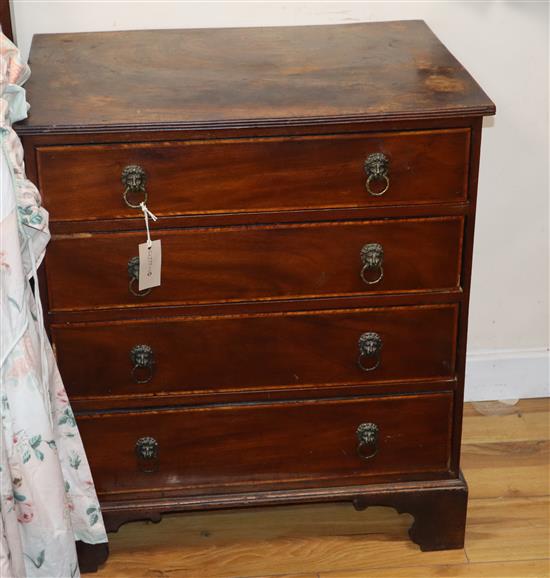 A small 19th century mahogany four drawer chest W.63cm